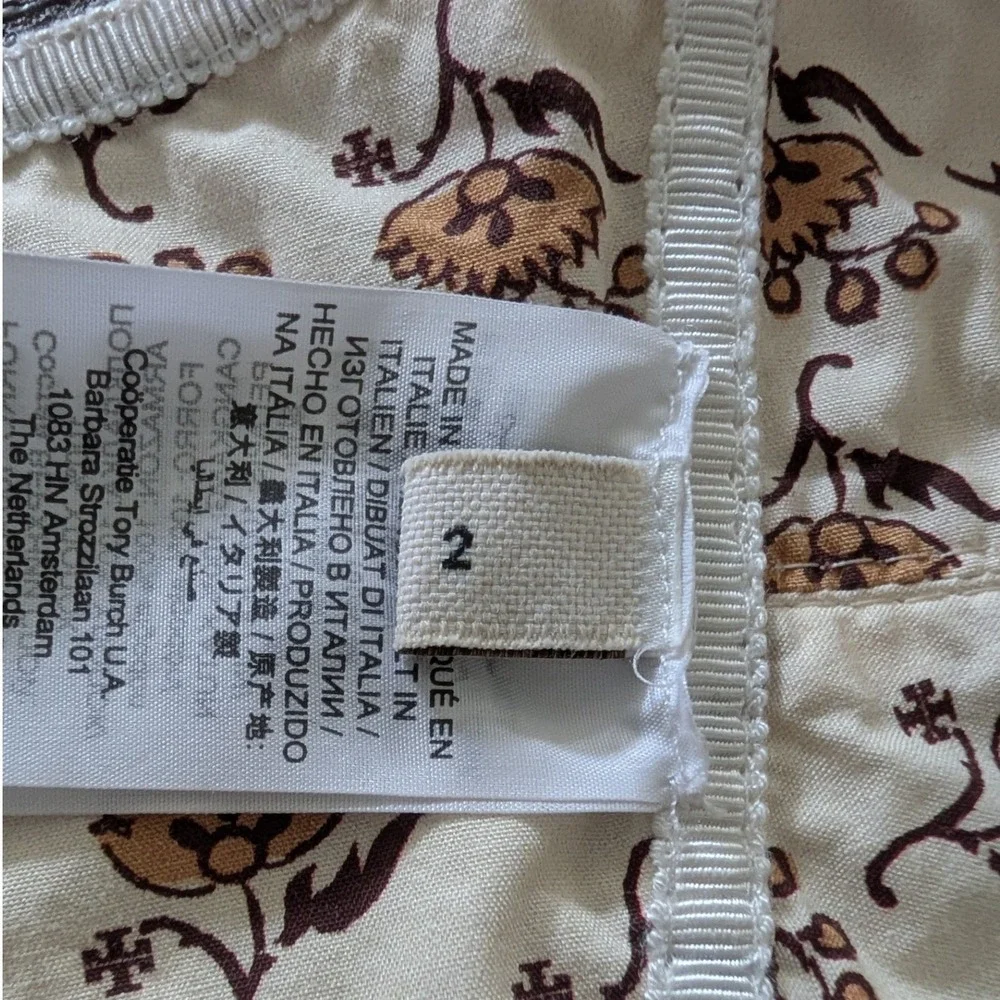 Tory Burch Dandelion Print Cotton Bra Top Cream Brown Size 2